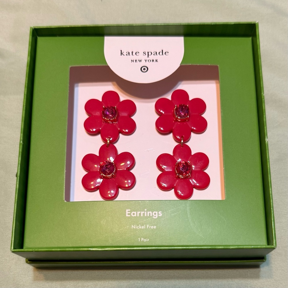 Kate Spade New York x Target Red Flower Earrings NWT